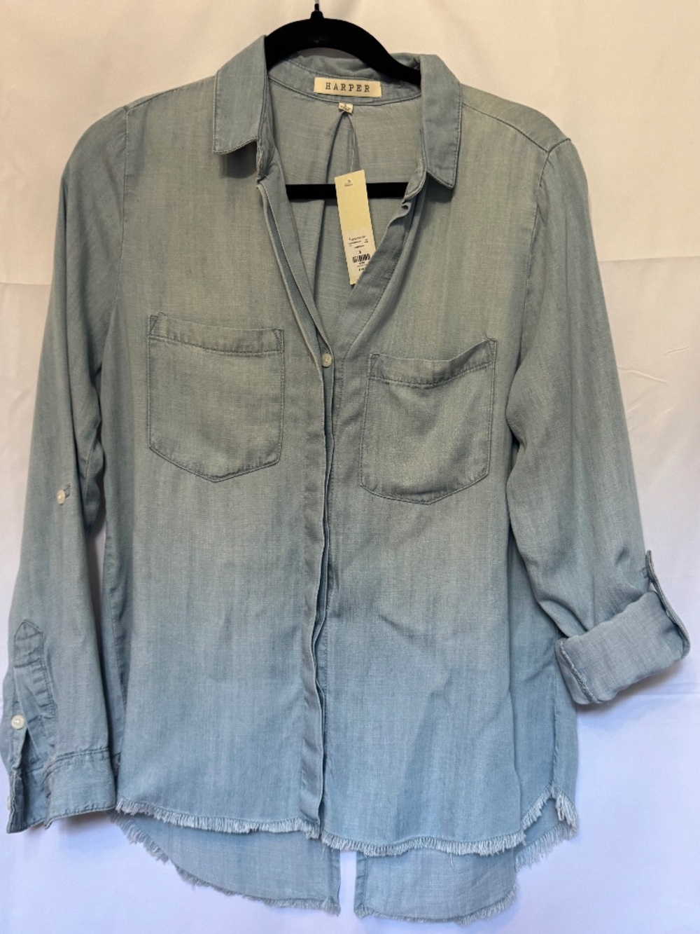 Harper Chambray Button Down Shirt Size S NWT Francesca’s
